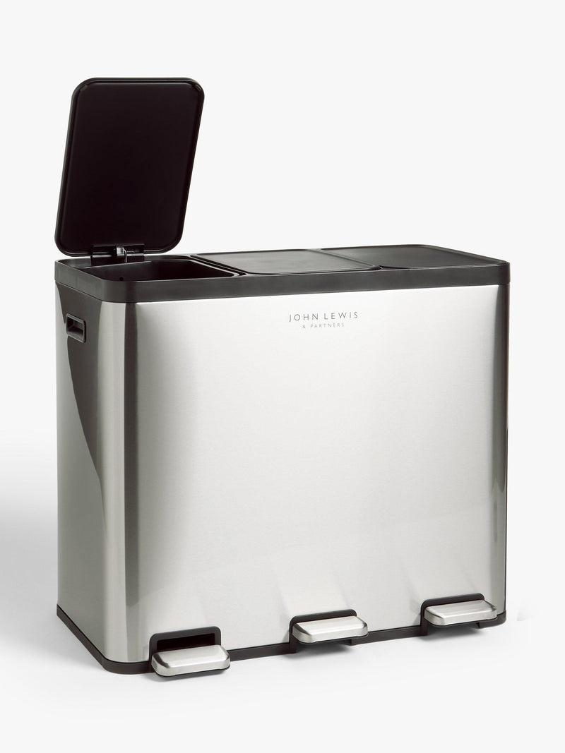 John Lewis recycling pedal bin brushed steel 60L, UK version