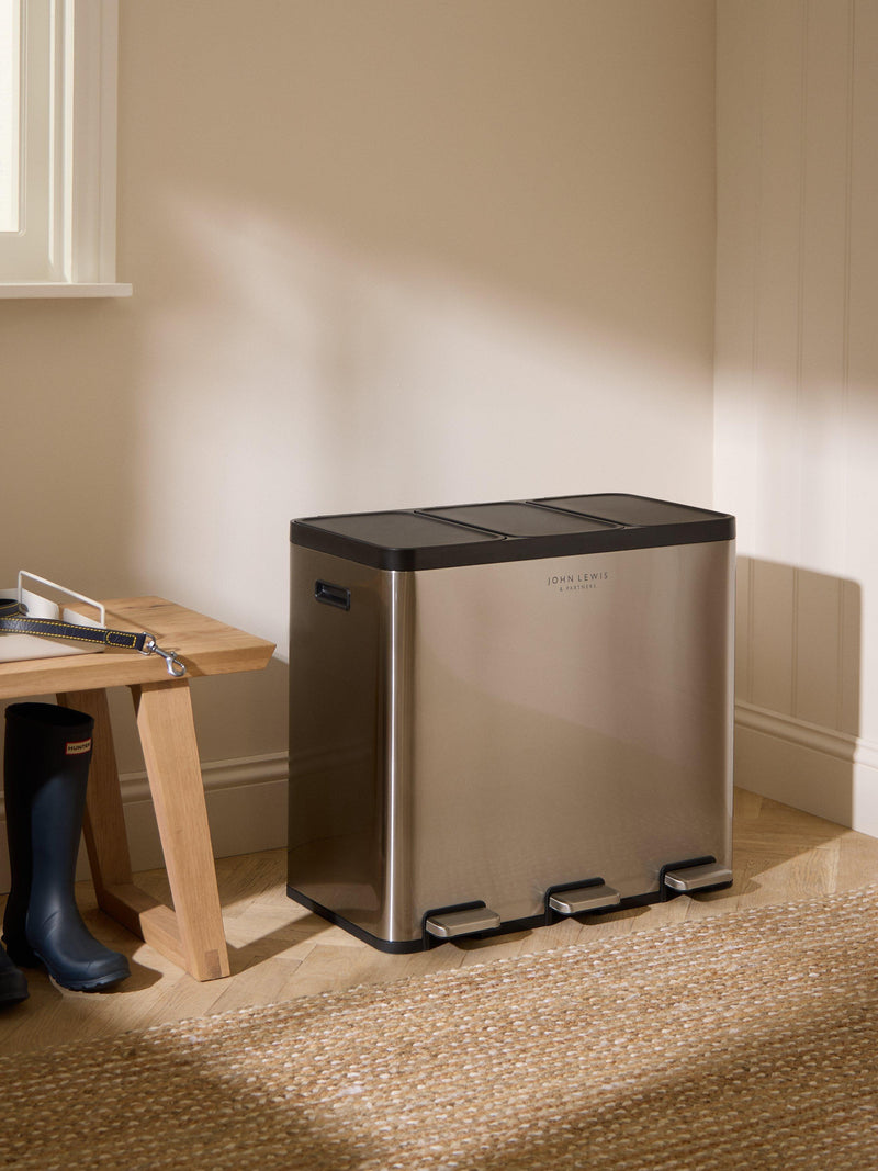 John Lewis recycling pedal bin brushed steel 60L, UK version