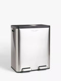 John Lewis 2 Section Recycling Bin, with Handles, 60L - Grey