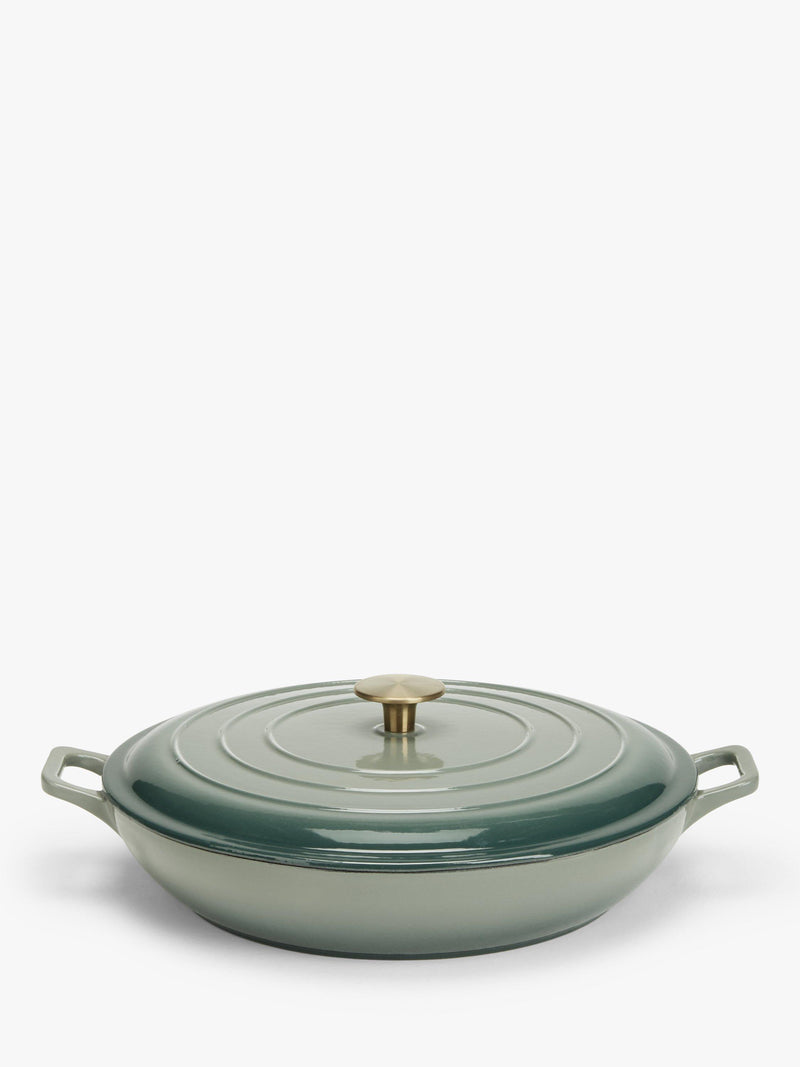 John Lewis Cast Iron Shallow Casserole 31cm Ombre Green, UK version