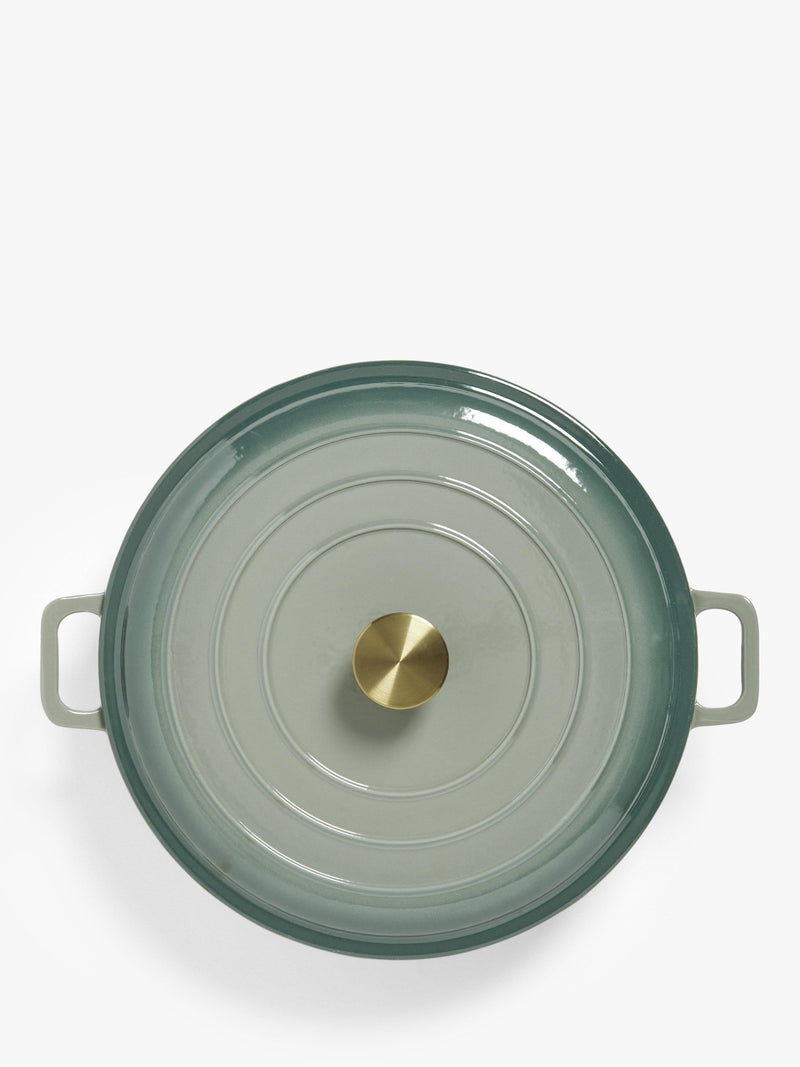 John Lewis Cast Iron Shallow Casserole 31cm Ombre Green, UK version