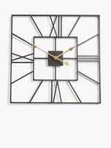 John Lewis John Lewis Square Skeleton Roman Numeral Analogue Wall Clock, 60cm, Black- Buy online at McGrocer