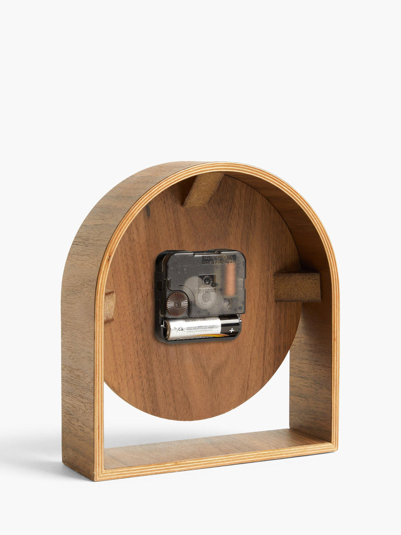 John Lewis mid century wood mantel clock 16.5cm, imported from the UK