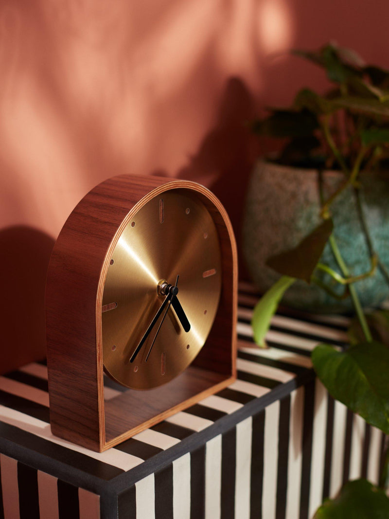 John Lewis mid century wood mantel clock 16.5cm, imported from the UK