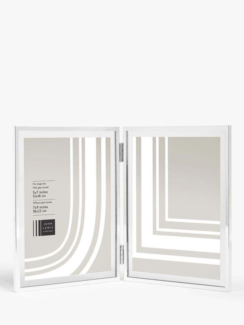 John Lewis silver-plated double photo frame for 5x7 inch photos, UK version