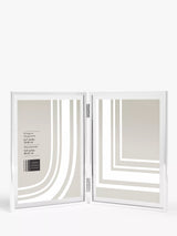 John Lewis John Lewis Vertical Folding Double Photo Frame with Glass Border, Silver Plated, 5 x 7 Inch (13 x 18cm)- Buy online at McGrocer