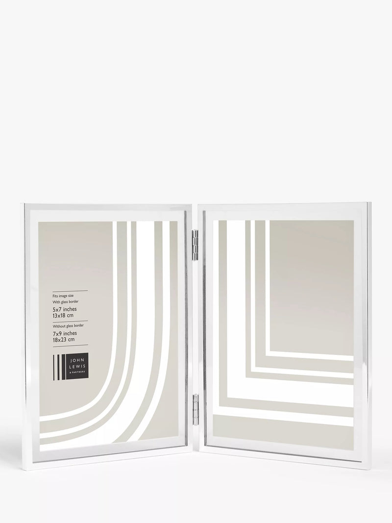 John Lewis silver-plated double photo frame for 5x7 inch photos, UK version