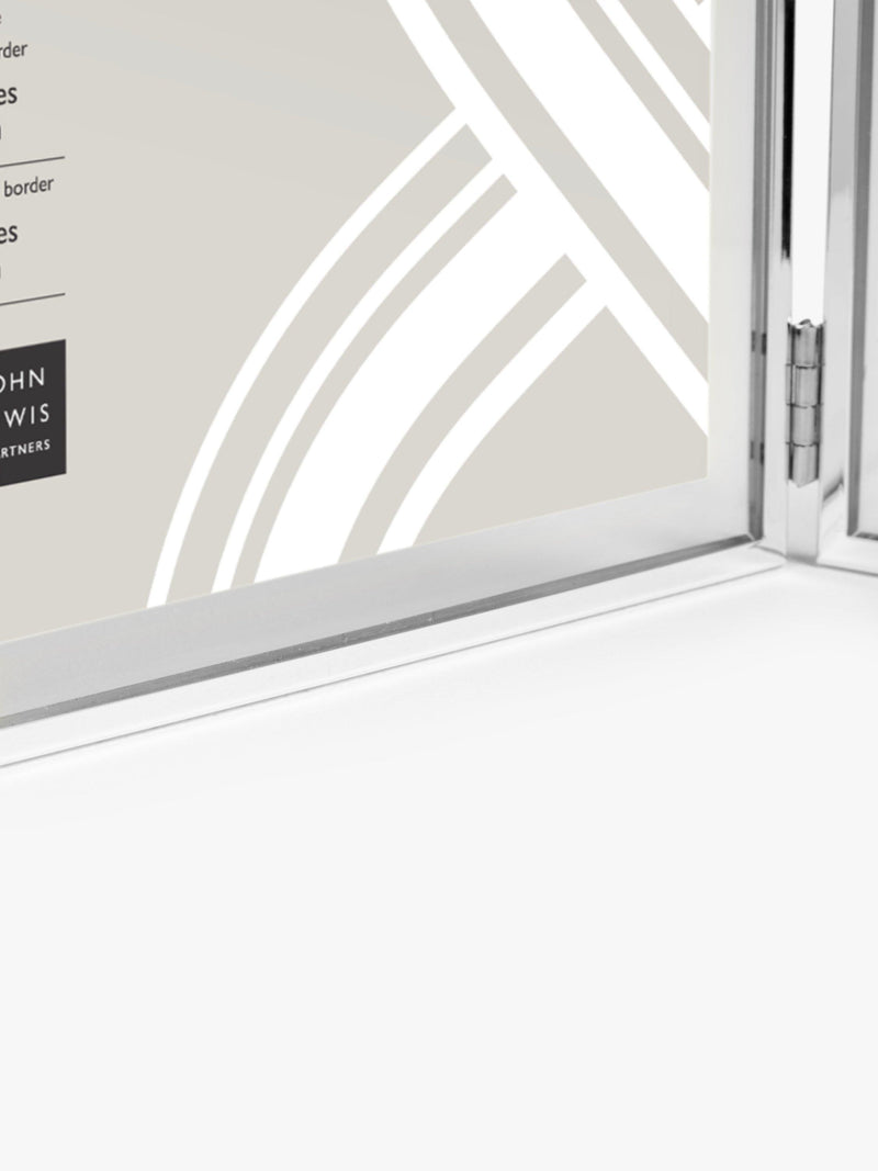 John Lewis silver plated double photo frame with glass border for 4x6 photos, UK version