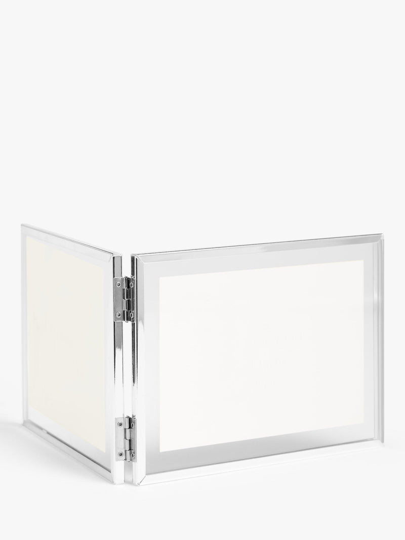 John Lewis silver plated double photo frame with glass border for 4x6 photos, UK version