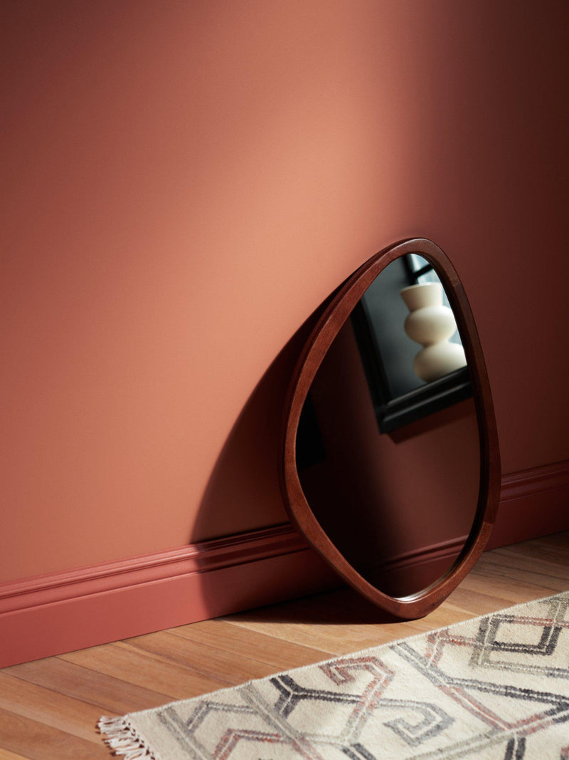John Lewis mid century oval wall mirror walnut finish, imported from the UK