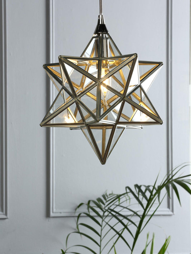 Laura Ashley star glass ceiling light polished silver - British product