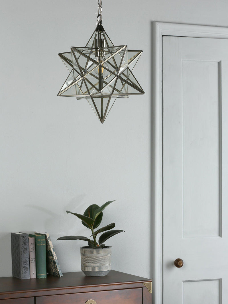 Laura Ashley star glass ceiling light polished silver - British product