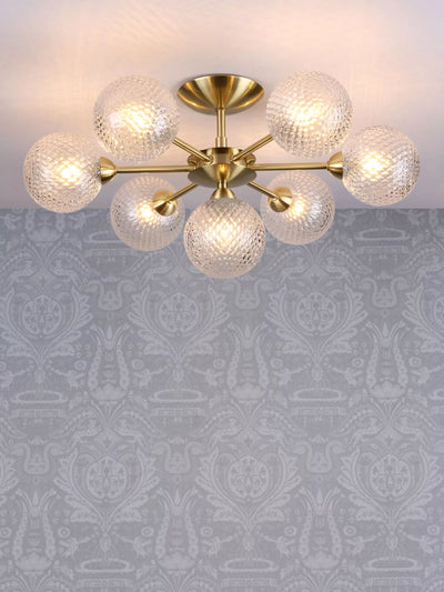 John Lewis Laura Ashley Atherton Semi Flush Ceiling Light Satin- Buy online at McGrocer