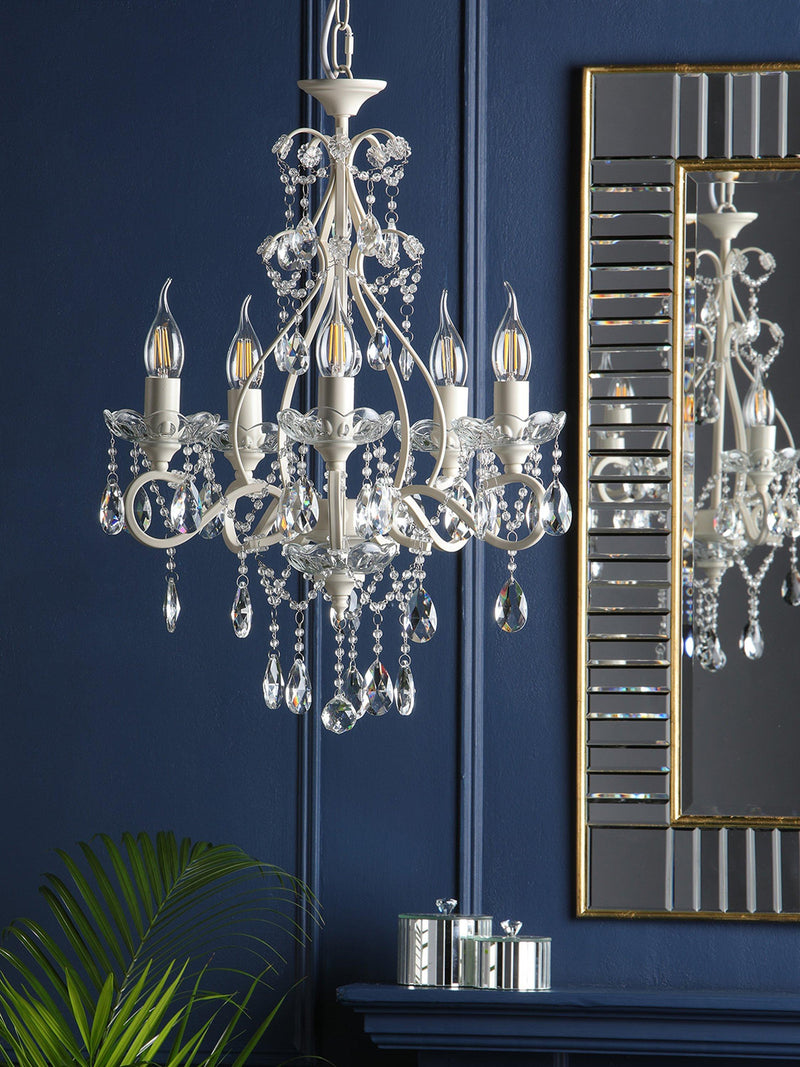Laura Ashley Shamley chandelier matt white finish - British product