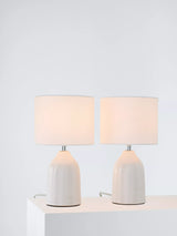 John Lewis Laura Ashley Penny Ceramic Table Lamps, Set of 2, Cream- Buy online at McGrocer
