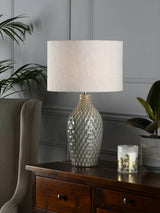 John Lewis Laura Ashley Heathfield Ceramic Table Lamp, Gloss Grey, Tall- Buy online at McGrocer