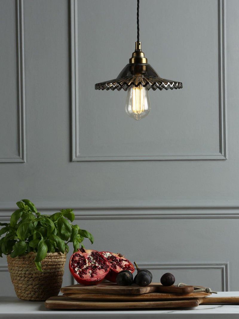 Laura Ashley Pippa smoked glass ceiling light aged brass (British brand)