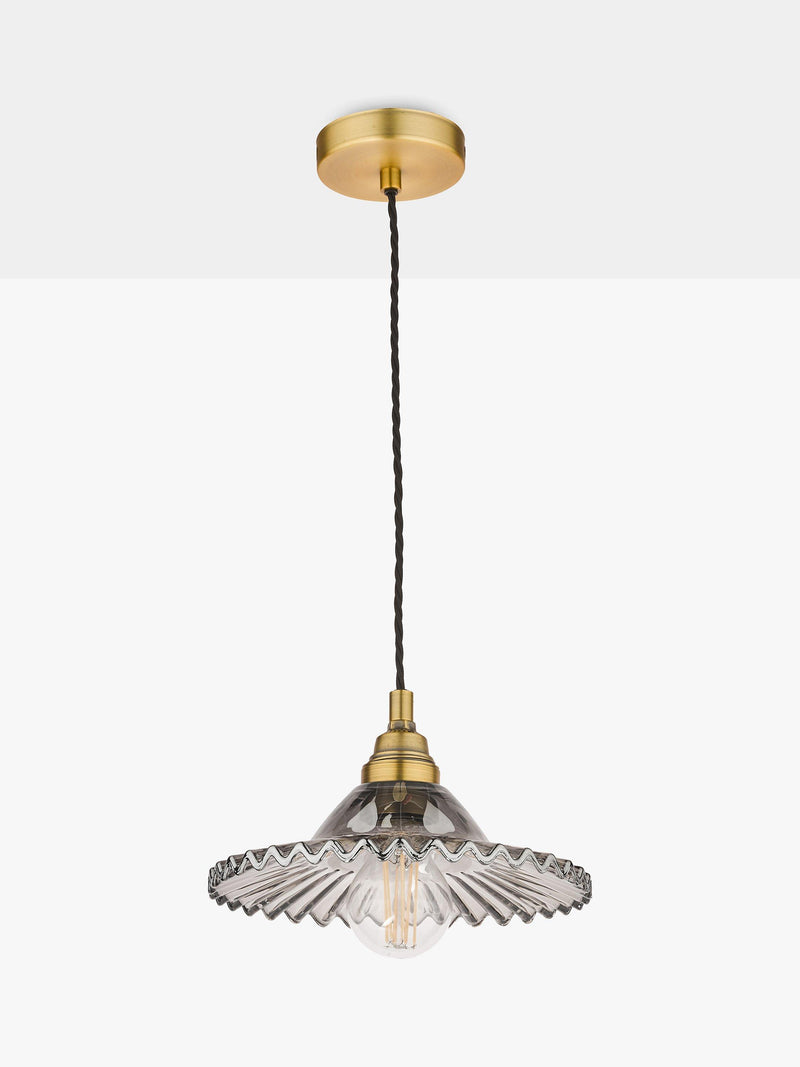 Laura Ashley Pippa smoked glass ceiling light aged brass (British brand)