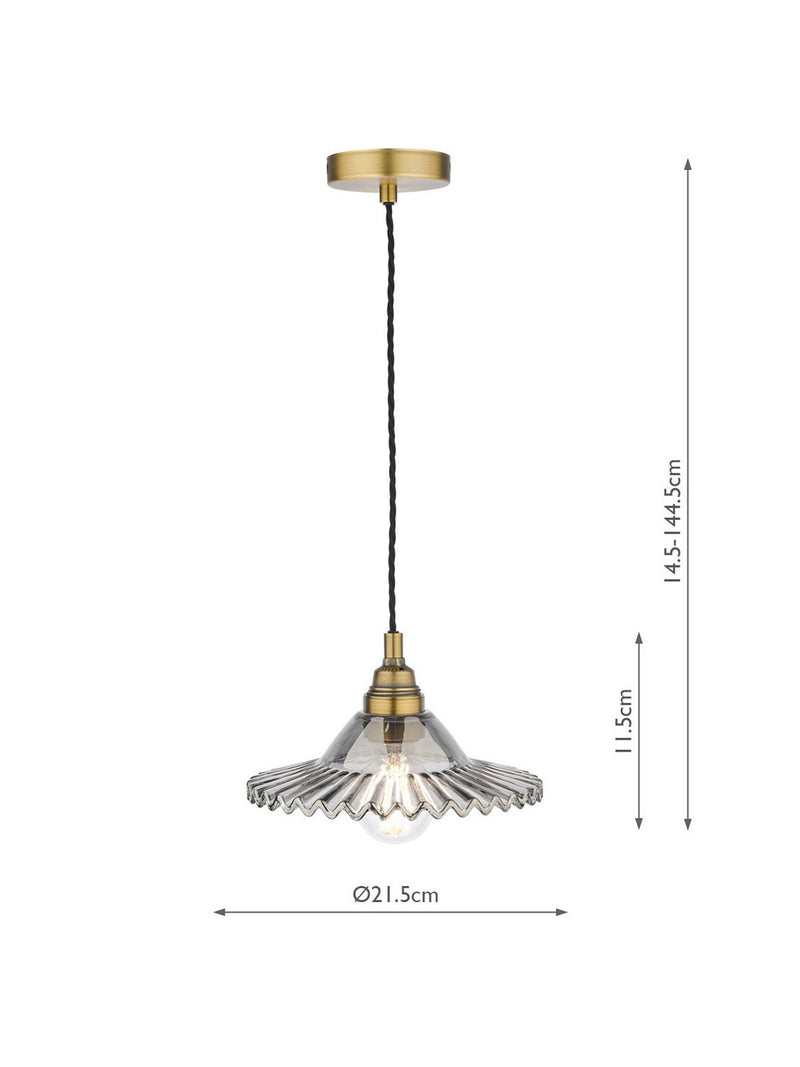 Laura Ashley Pippa smoked glass ceiling light aged brass (British brand)