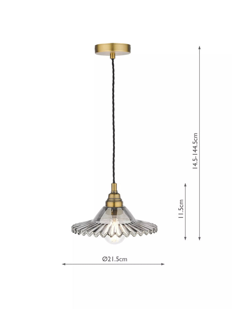 Laura Ashley Pippa smoked glass ceiling light aged brass (British brand)