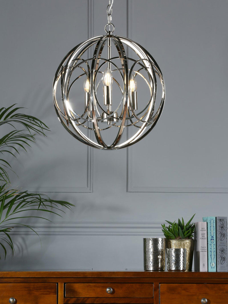 Laura Ashley Orbital pendant ceiling light polished nickel (British brand)