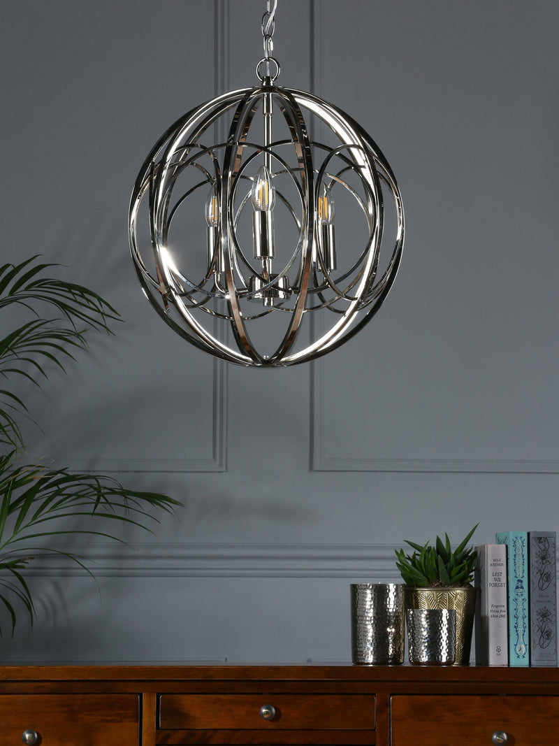 Laura Ashley Orbital pendant ceiling light polished nickel (British brand)