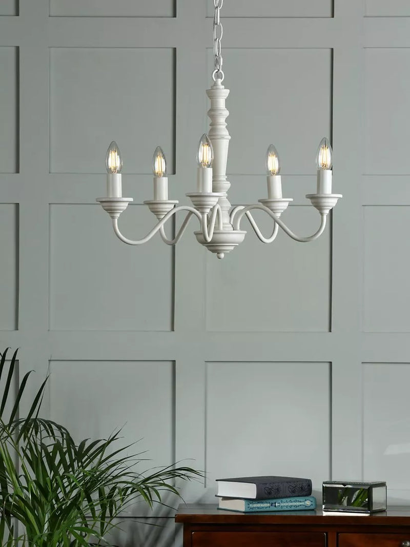 Laura Ashley Tate Chandelier Matt White Ceiling Light - British product