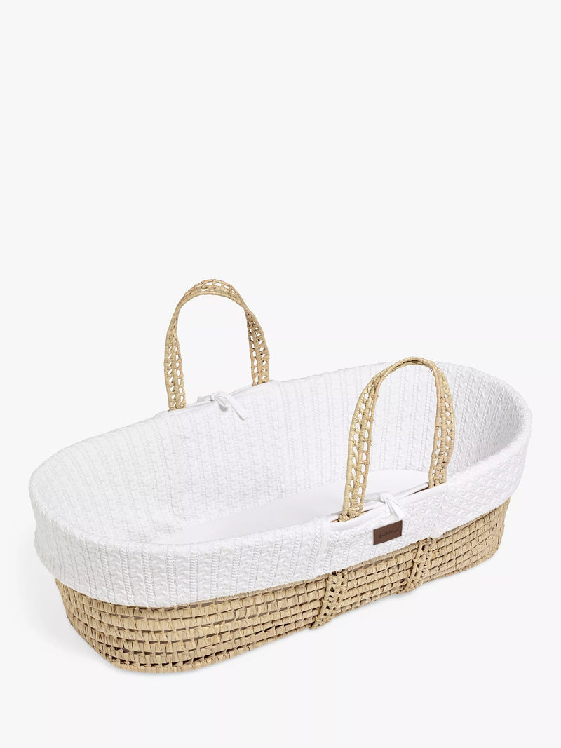 The Little Green Sheep Organic Knitted Moses Basket & Mattress - Honey
