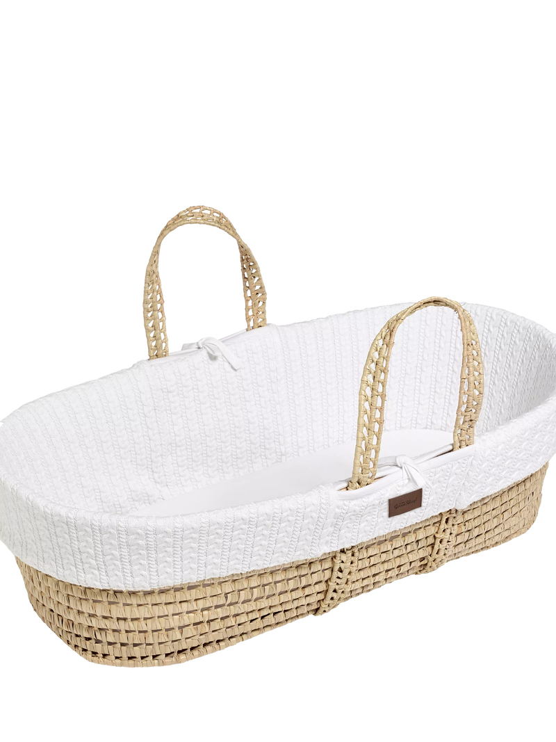 The Little Green Sheep Organic Knitted Moses Basket & Mattress - Honey