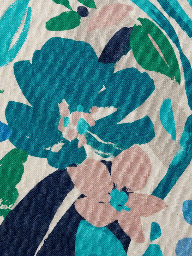 John Lewis abstract blossom furnishing fabric turquoise - British product
