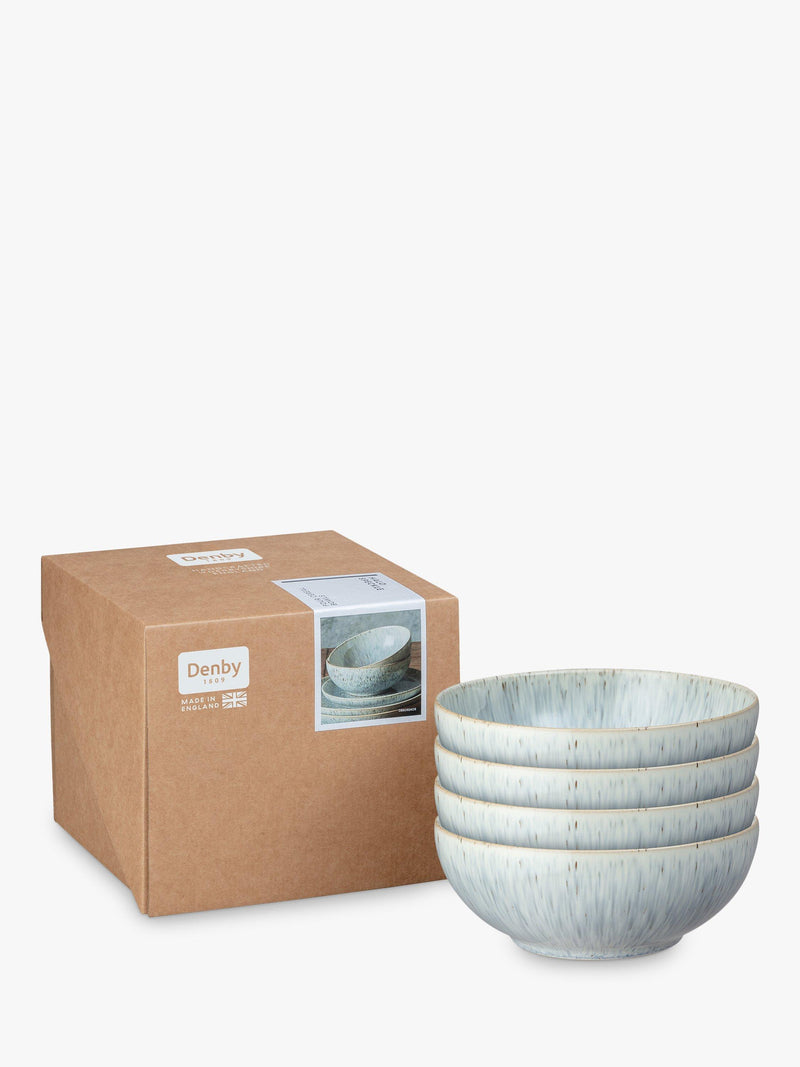 Denby stoneware cereal bowls set of 4 17cm grey, imported from the UK