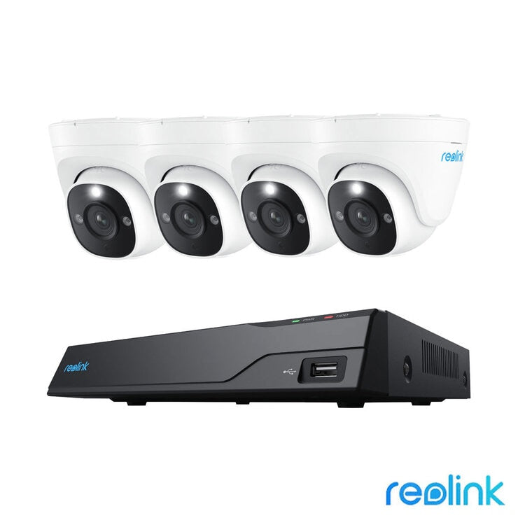 Reolink 8MP 4K PoE NVR kit with dome cameras, UK version