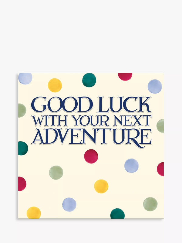 Good Luck Leaving Card with Next Adventure Design and Blank Interior