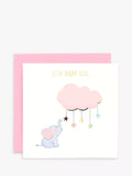 Susan O'Hanlon new baby girl greeting card elephant and cloud 15x15cm (British brand)