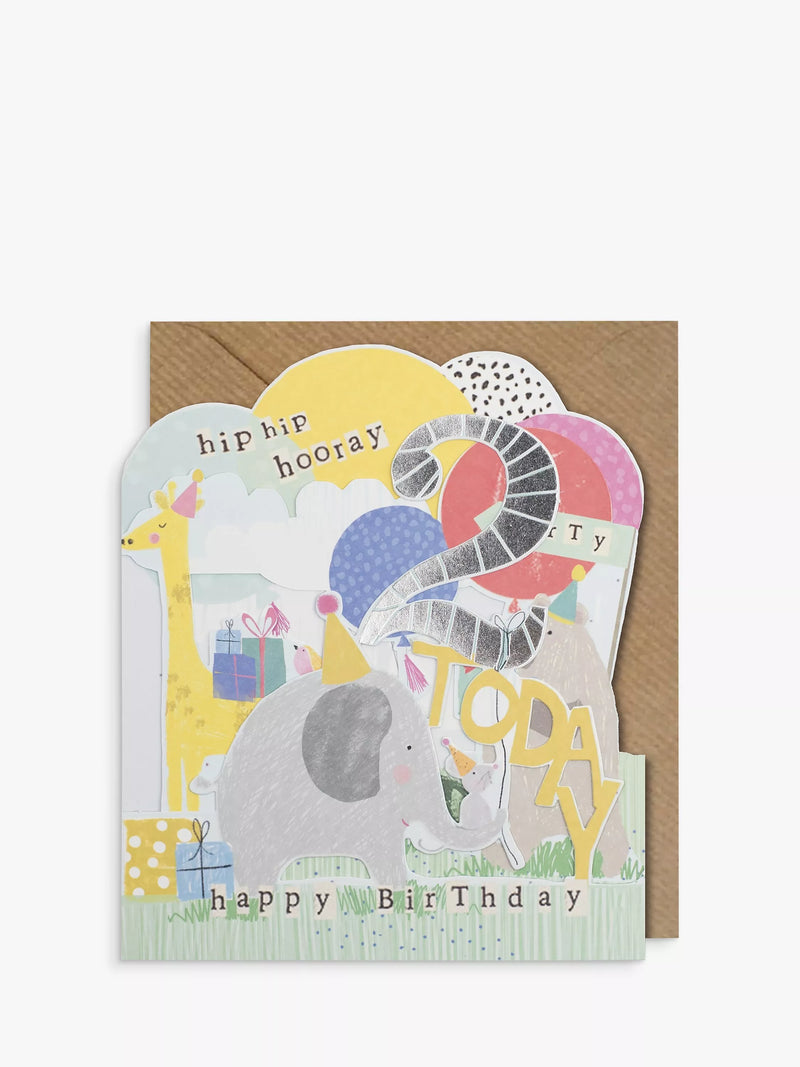 Paperlink Animals 2nd Birthday Card 15x15cm - British product