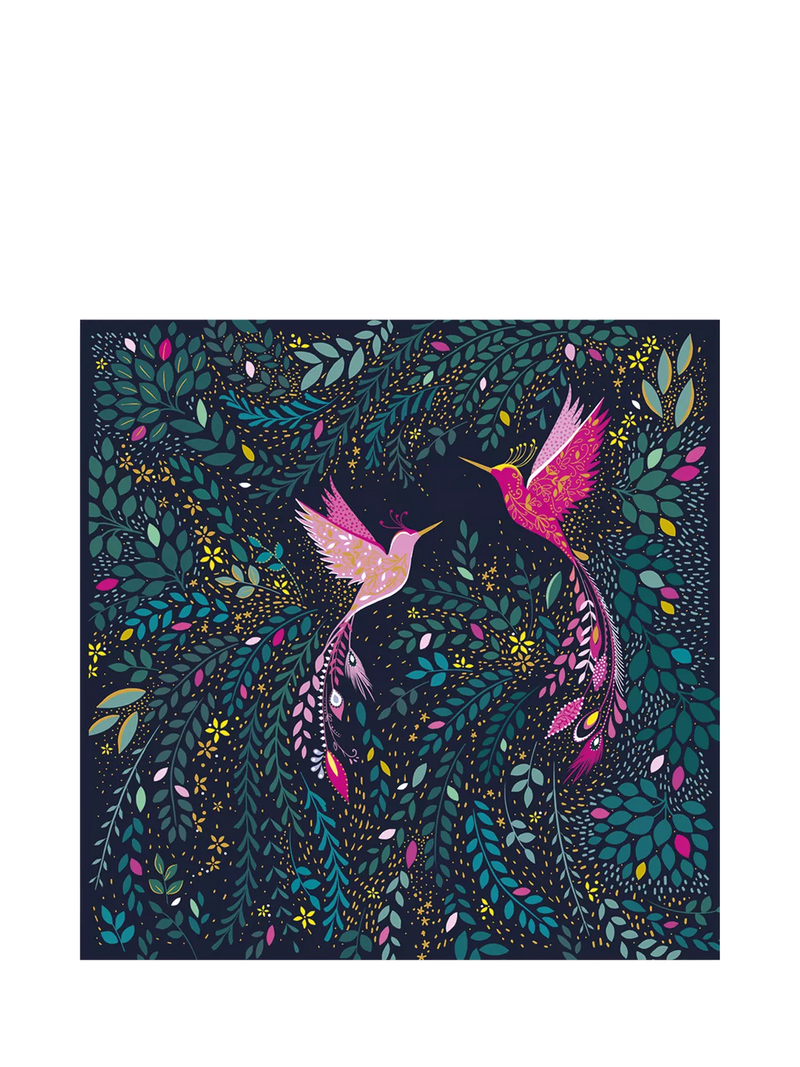 Sara Miller hummingbird blank greeting card 15x15cm, imported from the UK