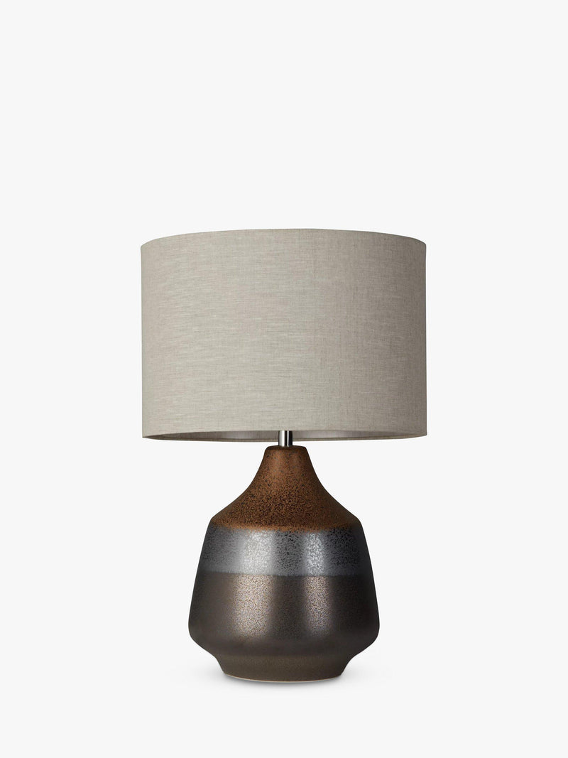 John Lewis Delaney ceramic table lamp bronze glaze, UK version