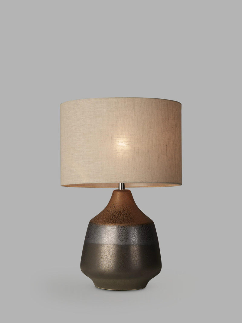 John Lewis Delaney ceramic table lamp bronze glaze, UK version