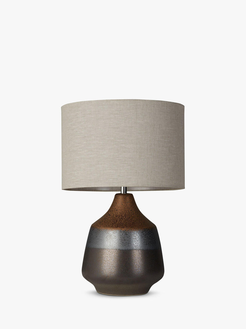 John Lewis Delaney ceramic table lamp bronze glaze, UK version