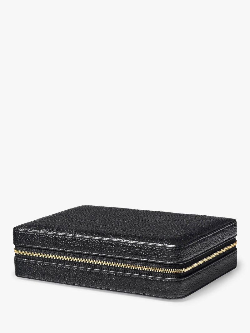 Aspinal of London large pebble leather jewellery case (British brand)
