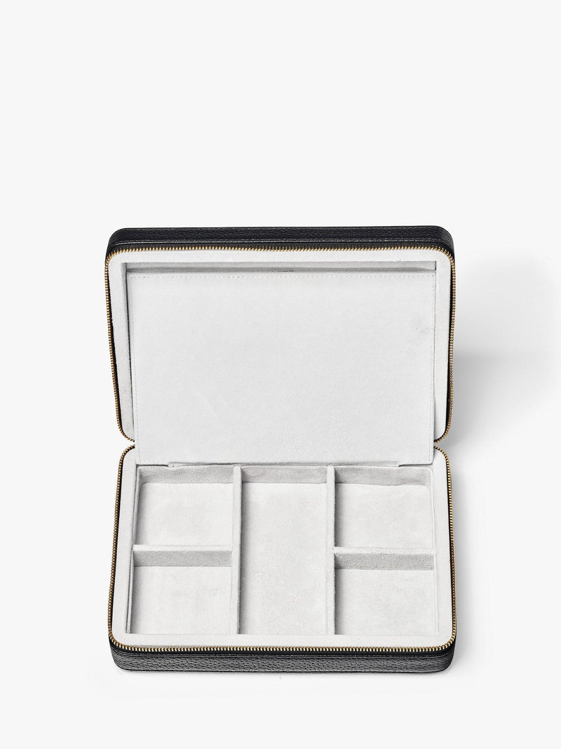 Aspinal of London large pebble leather jewellery case (British brand)