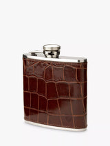 John Lewis Aspinal of London Classic Croc Leather Stainless Steel Hip Flask 5oz- Buy online at McGrocer