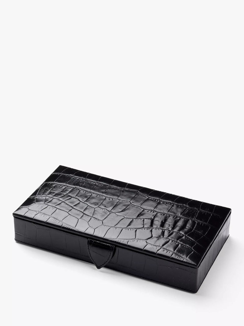 Aspinal of London Croc Leather Cufflinks Box