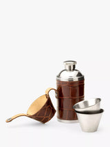 John Lewis Aspinal of London Croc Leather Stainless Steel Hunter Flask 6oz- Buy online at McGrocer