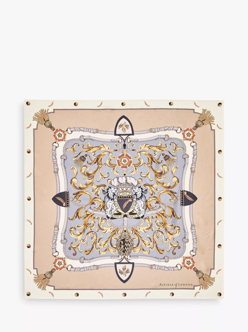Aspinal of London Signature Shield Silk Square Scarf 90x90cm