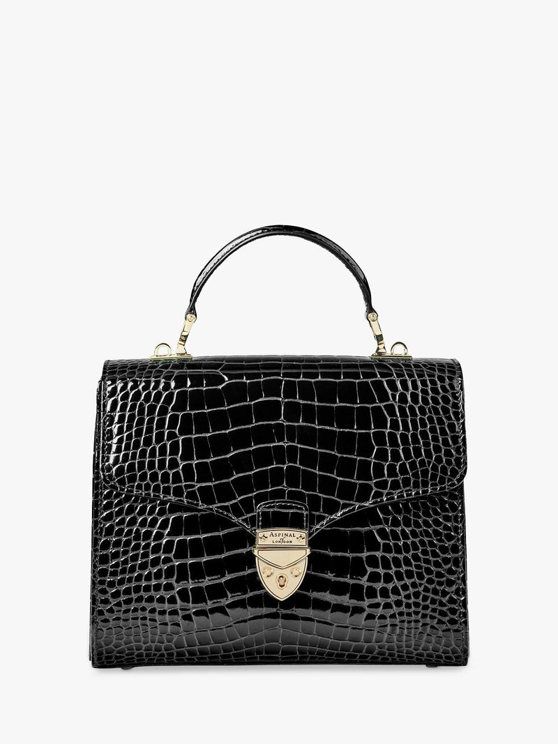 Aspinal of London Mayfair croc effect leather cross body bag, UK version