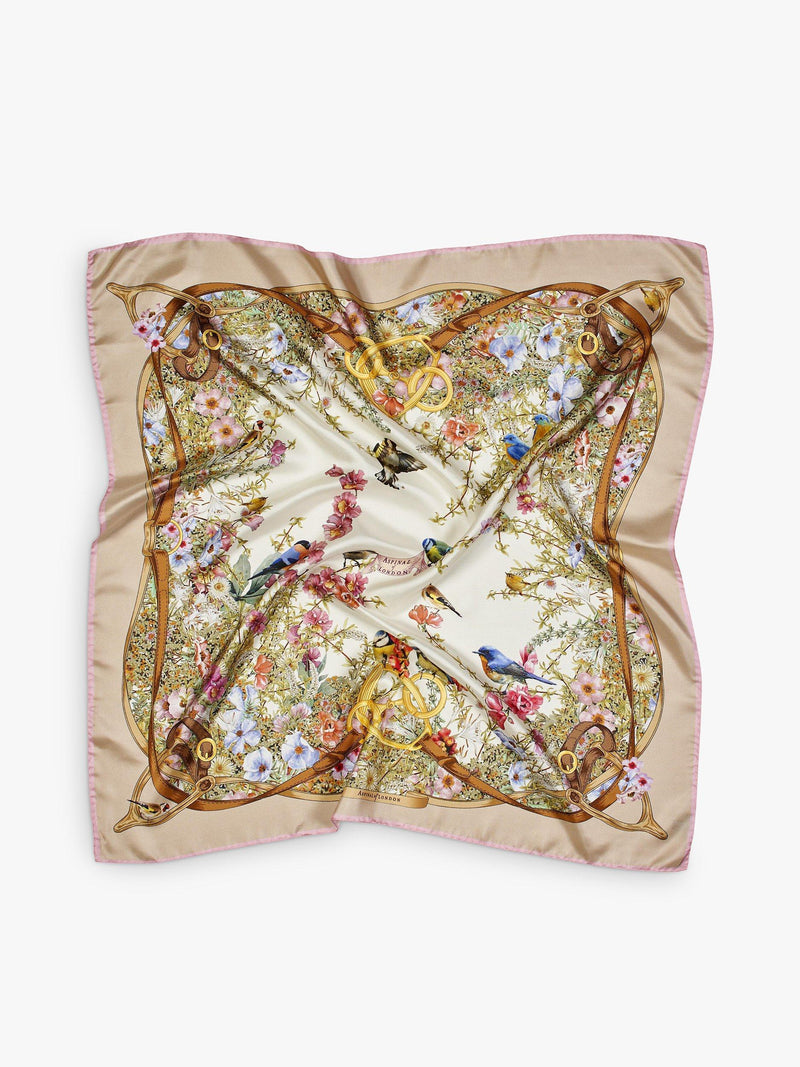 Aspinal of London Edwardian Garden silk square scarf 90cm - British product