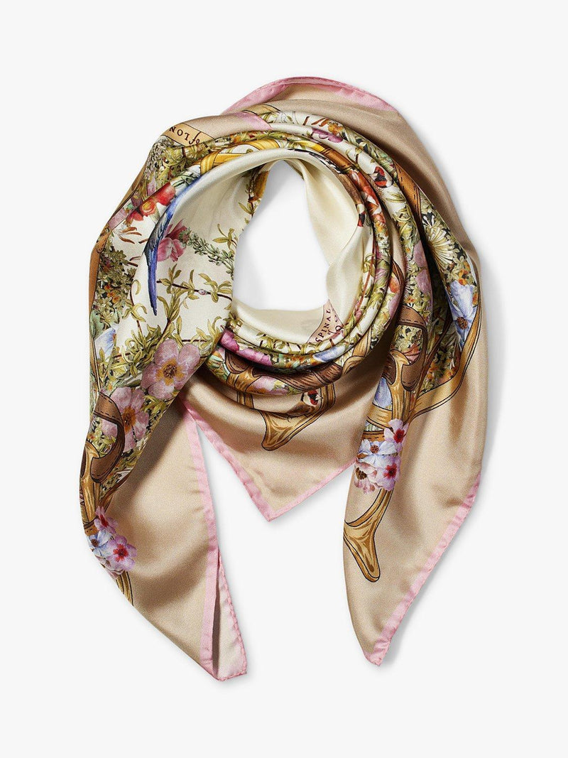 Aspinal of London Edwardian Garden silk square scarf 90cm - British product