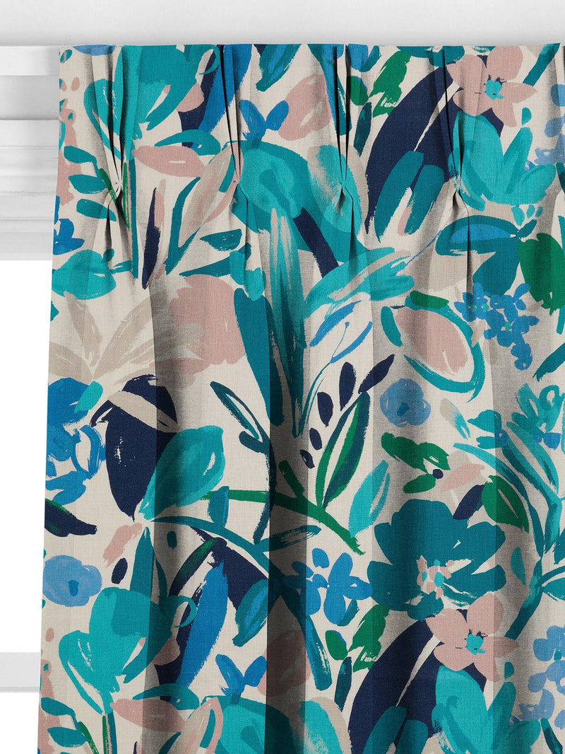 John Lewis Abstract Blossom turquoise made to measure curtain (British brand)