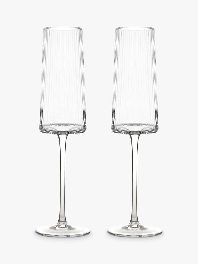 Anton Studio Designs clear champagne flute glasses set of 2 250ml - British product